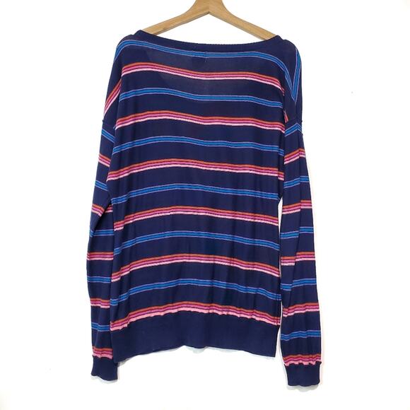 Mossimo | Striped Lightweight Sweater Y2k Vibes 100% Cotton - Picture 2 of 5